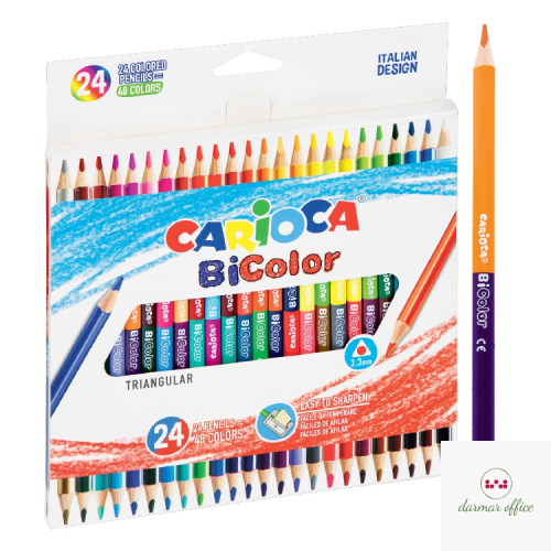 Kredki ołówkowe trójkątne CARIOCA BiColor 24 szt. / 48 kol. (43031) 160-2215