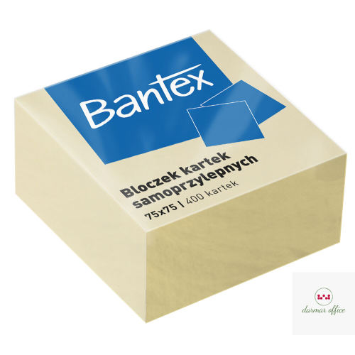 Bloczek samoprzylepne 75x75mm, 400 kartek, żółty BANTEX 400086401