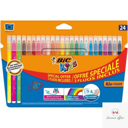 Flamastry BIC Kids Kid Couleur Fluo 24szt, 921360 (X)