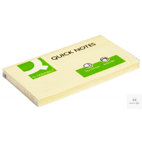 Bloczek samoprzylepny Q-CONNECT, 127x76mm, 1x100 kart., jasnożółty KF10503