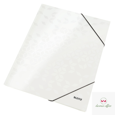 Teczka kartonowa z gumką LEITZ perłowy biała WOW 39820001