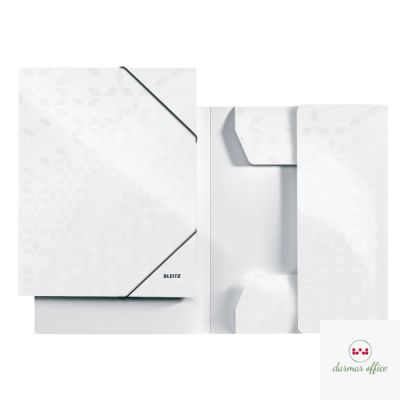 Teczka kartonowa z gumką LEITZ perłowy biała WOW 39820001