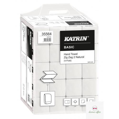 Ręczniki składane KATRIN BASIC Zig Zag 2 Natural 20 x 200, Handy Pack, 35564, opakowanie: 20 owijek