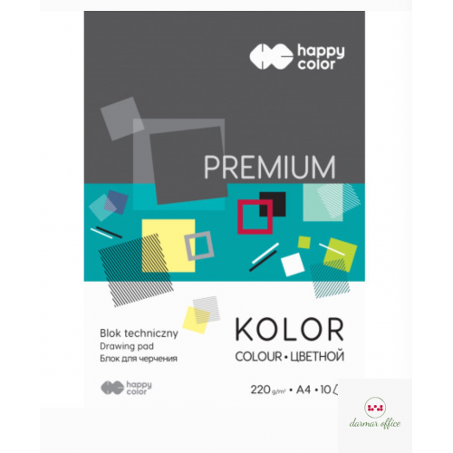 Blok techniczny HAPPY COLOR PREMIUM A4 10kol.220g HA 3722 2030-09