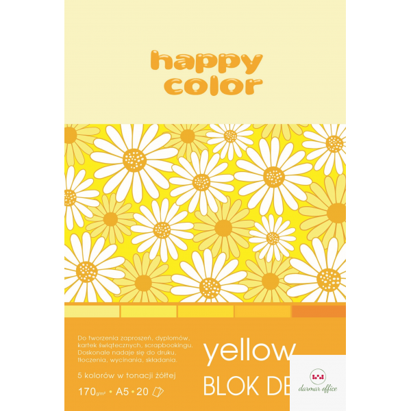 Blok DECO YELLOW HAPPY COLOR A5 20ark.170g 5 kolorów HA 3717 1520-012