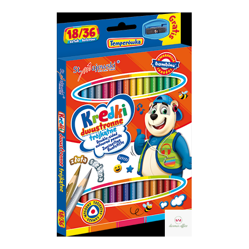 Kredki szkolne trójkąt. dwus. 18/36 kol+temp. 4957 ST.MAJEWSKI