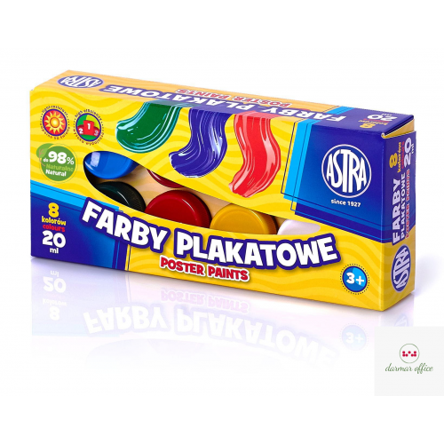 Farby plakatowe Astra 8 kolorów - 20 ml, 83112903