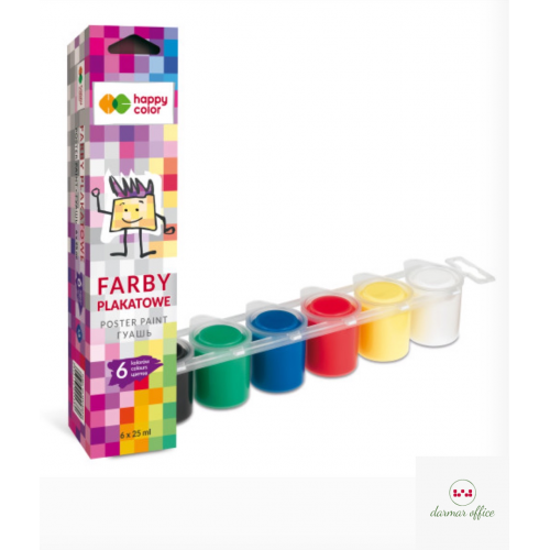 Farba plakatowa HAPPY COLOR TEMPERA 6kol. x25ml HA 3310 0025-K6