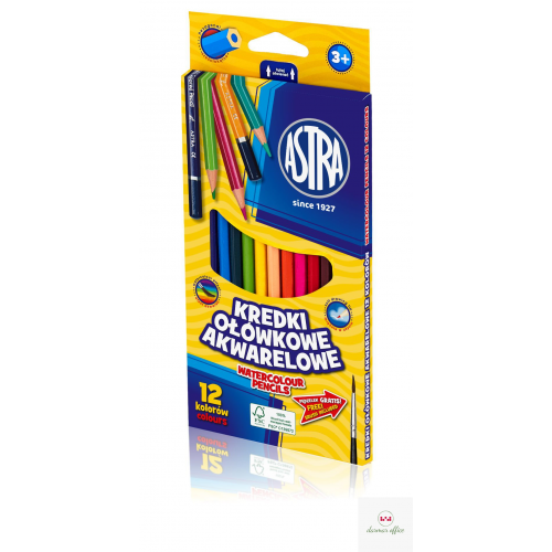 Kredki ołówkowe akwarelowe Astra 12 kolorów, 312110004