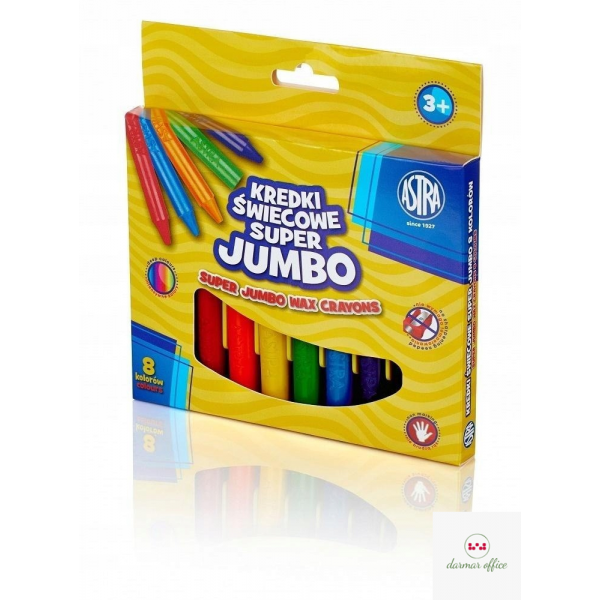 Kredki świecowe super Jumbo 8 kolorów - 14mm/100mm ASTRA, 316118002