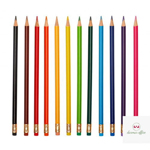 Kredki ołówkowe z gumką 12 kolorów ASTRA, 312119001