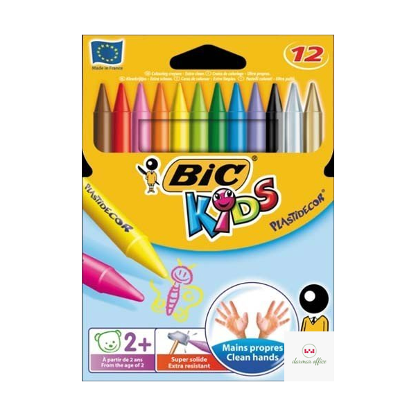Kredki świecowe BIC Kids Plastidecor 12 kolorów, 945764